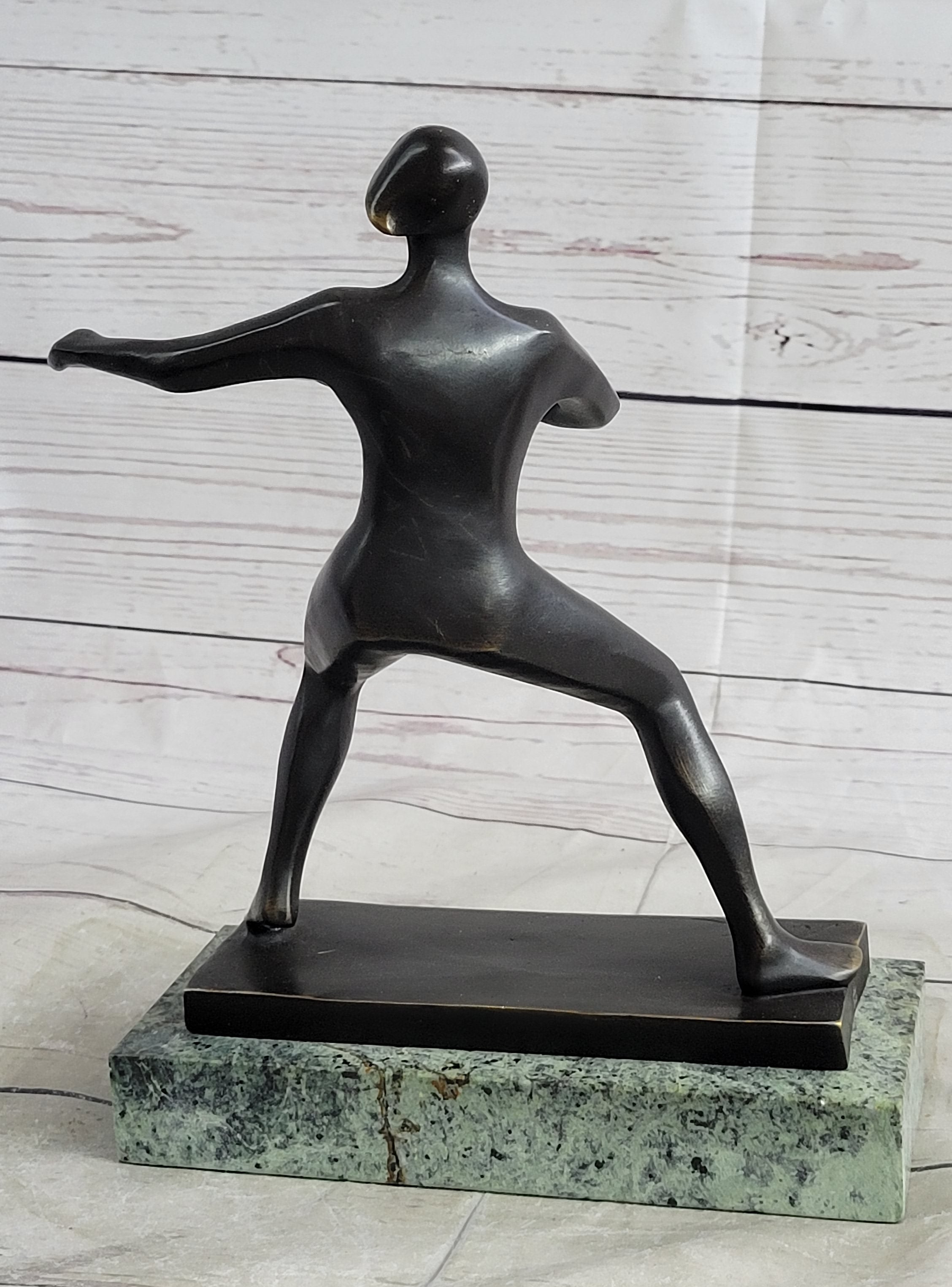 Ping Pong Bronze Metal Sculpture on Green Marble Base