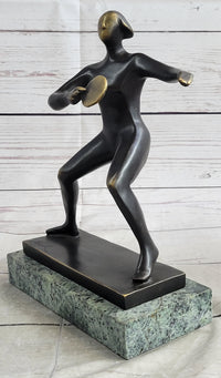 Ping Pong Bronze Metal Sculpture on Green Marble Base