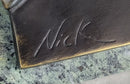 Ping Pong Bronze Metal Sculpture on Green Marble Base