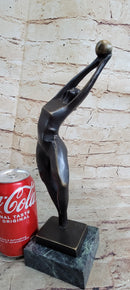 Signed Abstract Modern Art Basketball Player Bronze Sculpture