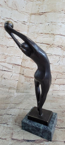 Signed Abstract Modern Art Basketball Player Bronze Sculpture