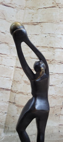 Signed Abstract Modern Art Basketball Player Bronze Sculpture