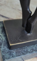 Signed Abstract Modern Art Basketball Player Bronze Sculpture
