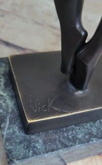 Signed Abstract Modern Art Basketball Player Bronze Sculpture
