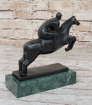 Signed Mario Nick Sport Jockey on Horse Bronze Sculpture