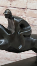 Signed Mario Nick Sport Jockey on Horse Bronze Sculpture