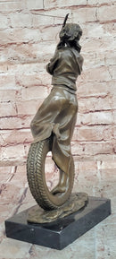 Signed Cesaro Young at Heart Girl Swinging Bronze Sculpture Hand Made Statue