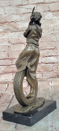 Signed Cesaro Young at Heart Girl Swinging Bronze Sculpture Hand Made Statue