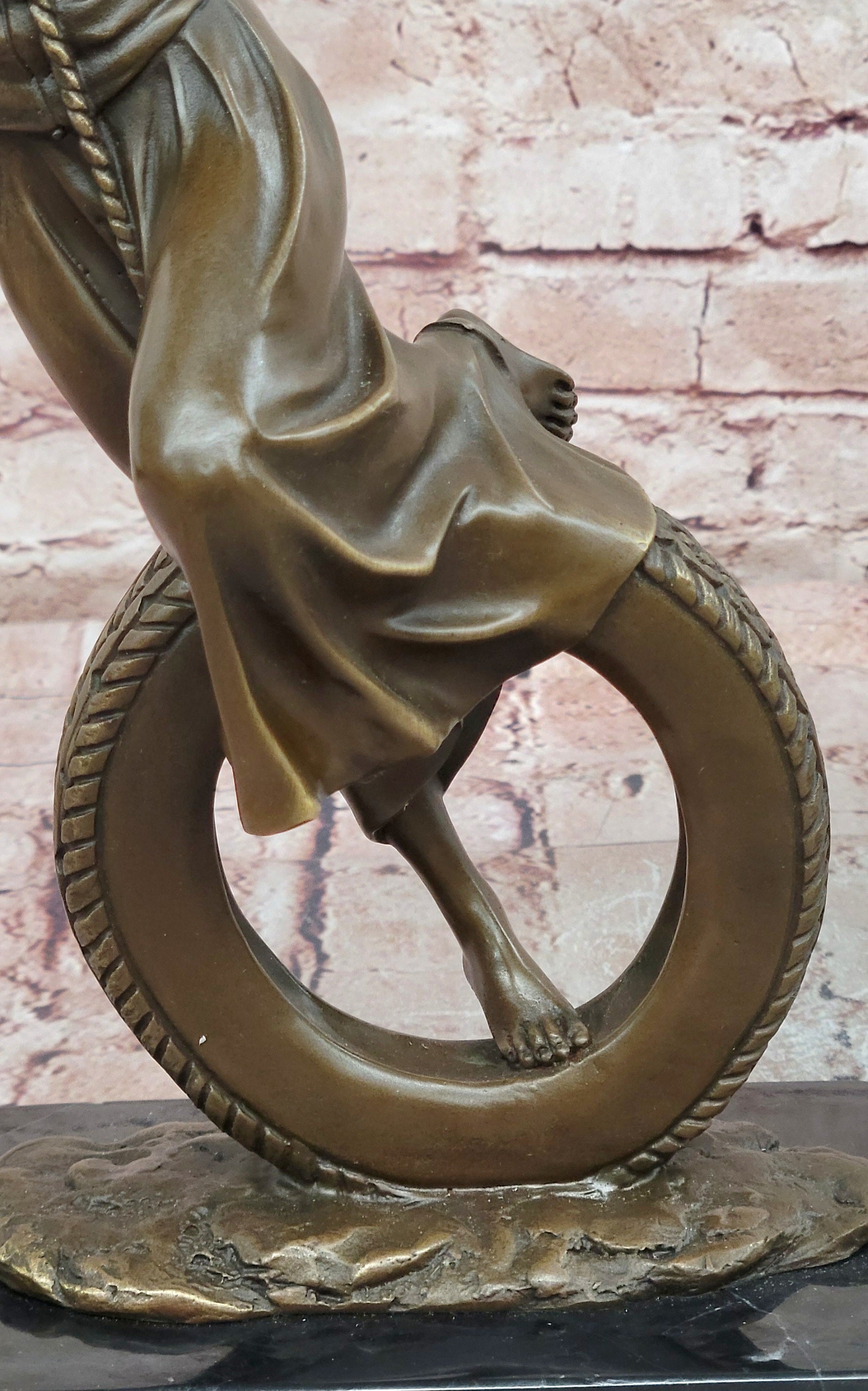 Signed Cesaro Young at Heart Girl Swinging Bronze Sculpture Hand Made Statue