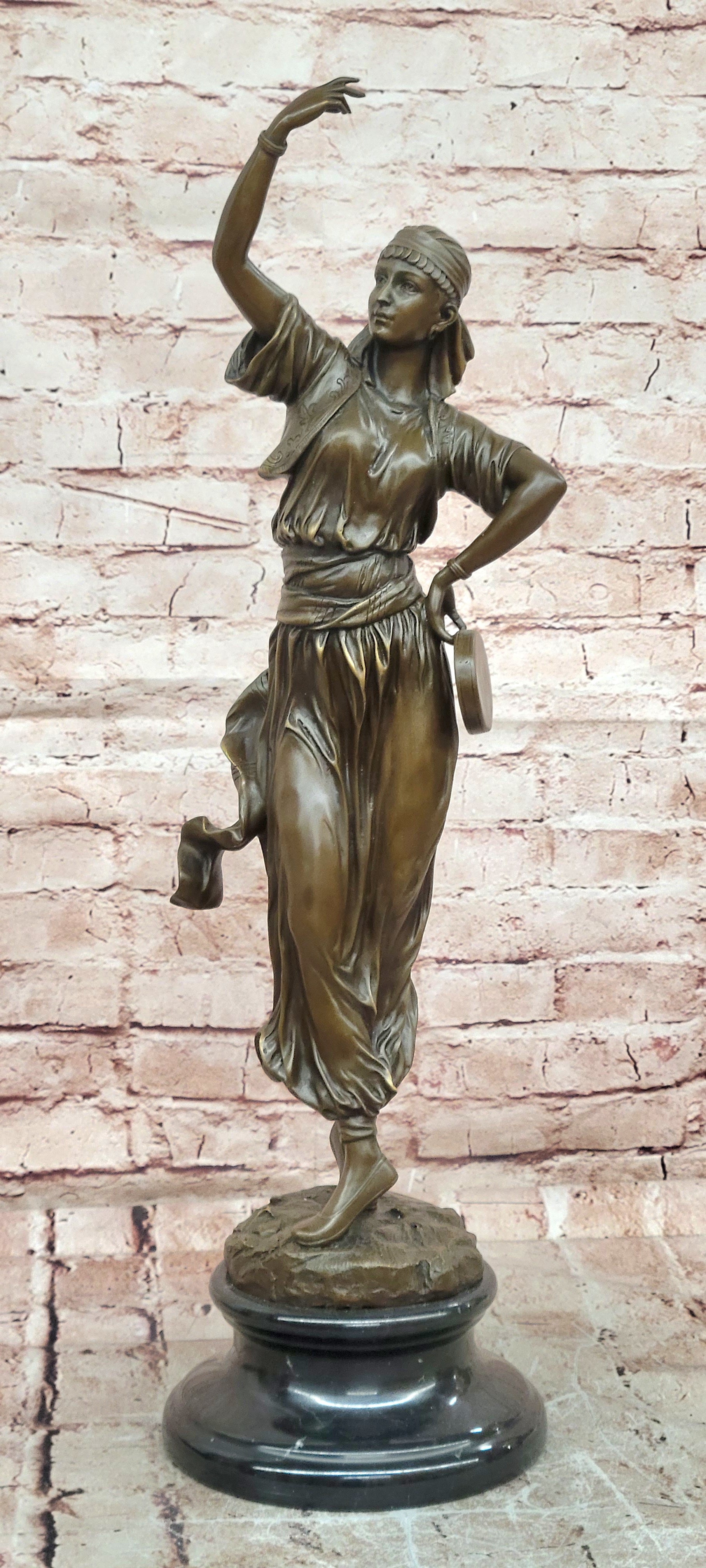 Hand Made Milo Art Nouveau Style Dancing Female Bronze Statue Figurine Artwork