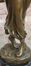 Hand Made Milo Art Nouveau Style Dancing Female Bronze Statue Figurine Artwork