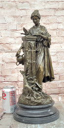 Signed Andore Ruff Bronze Sculpture Mythological Bronze Woman Statue with Bird