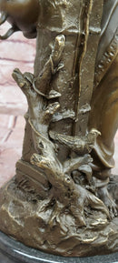 Signed Andore Ruff Bronze Sculpture Mythological Bronze Woman Statue with Bird