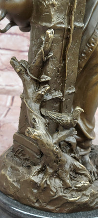 Signed Andore Ruff Bronze Sculpture Mythological Bronze Woman Statue with Bird