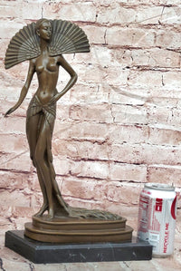 Art Deco Lady Statue by J.Erte Female Sexy Woman Dancer Sculpture Statue