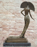 Art Deco Lady Statue by J.Erte Female Sexy Woman Dancer Sculpture Statue