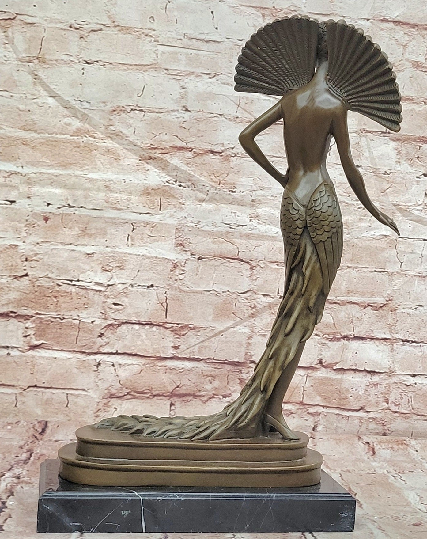 Art Deco Lady Statue by J.Erte Female Sexy Woman Dancer Sculpture Statue