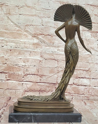 Art Deco Lady Statue by J.Erte Female Sexy Woman Dancer Sculpture Statue