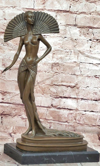 Art Deco Lady Statue by J.Erte Female Sexy Woman Dancer Sculpture Statue