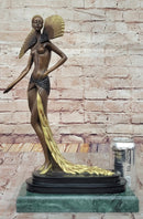 J. Erte Bronze Goddess Sculpture – Art Nouveau with Gold Accents