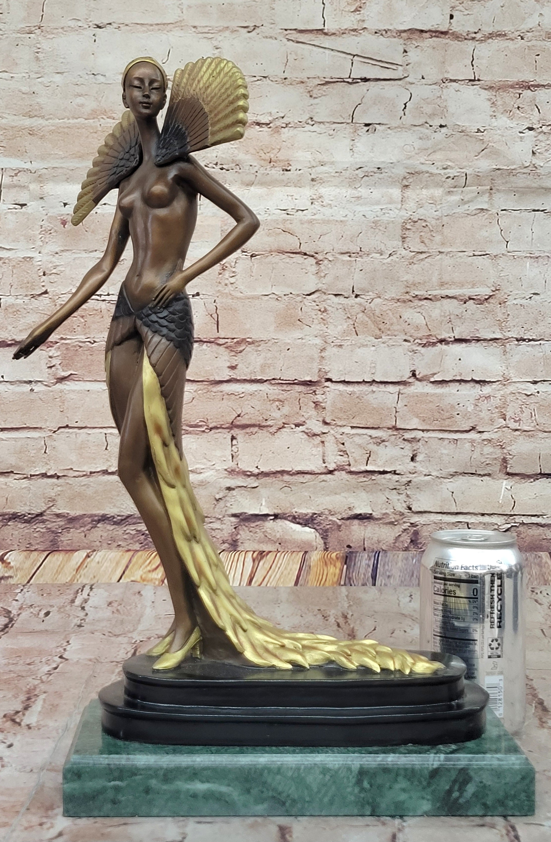 J. Erte Bronze Goddess Sculpture – Art Nouveau with Gold Accents