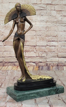 J. Erte Bronze Goddess Sculpture – Art Nouveau with Gold Accents