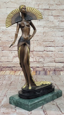 J. Erte Bronze Goddess Sculpture – Art Nouveau with Gold Accents