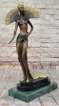 J. Erte Bronze Goddess Sculpture – Art Nouveau with Gold Accents