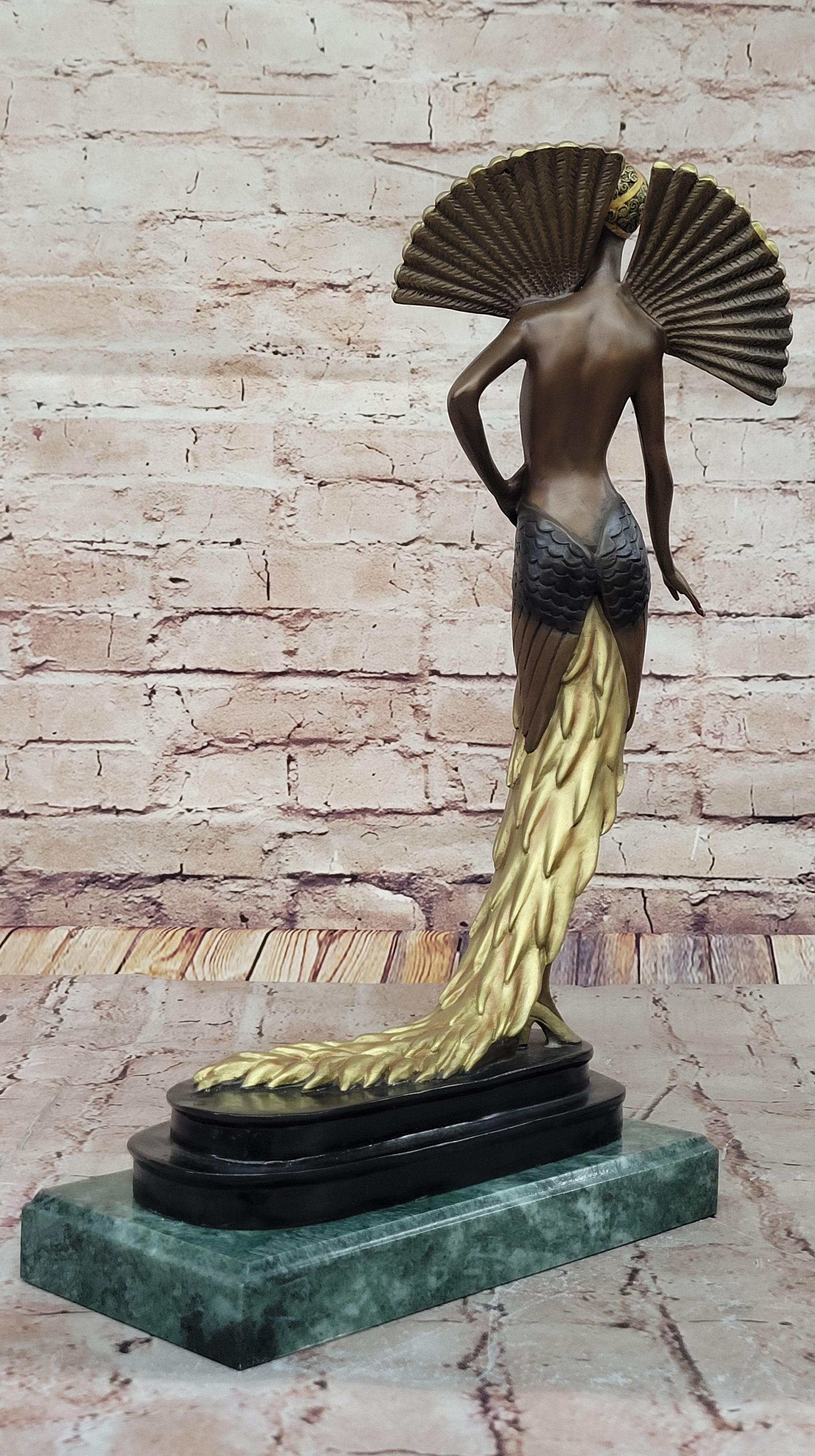 J. Erte Bronze Goddess Sculpture – Art Nouveau with Gold Accents