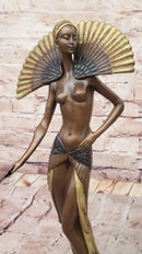 J. Erte Bronze Goddess Sculpture – Art Nouveau with Gold Accents