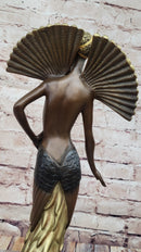 J. Erte Bronze Goddess Sculpture – Art Nouveau with Gold Accents