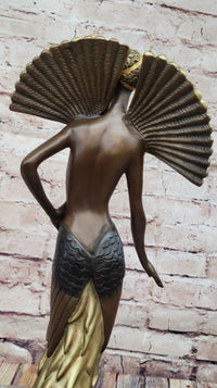 J. Erte Bronze Goddess Sculpture – Art Nouveau with Gold Accents
