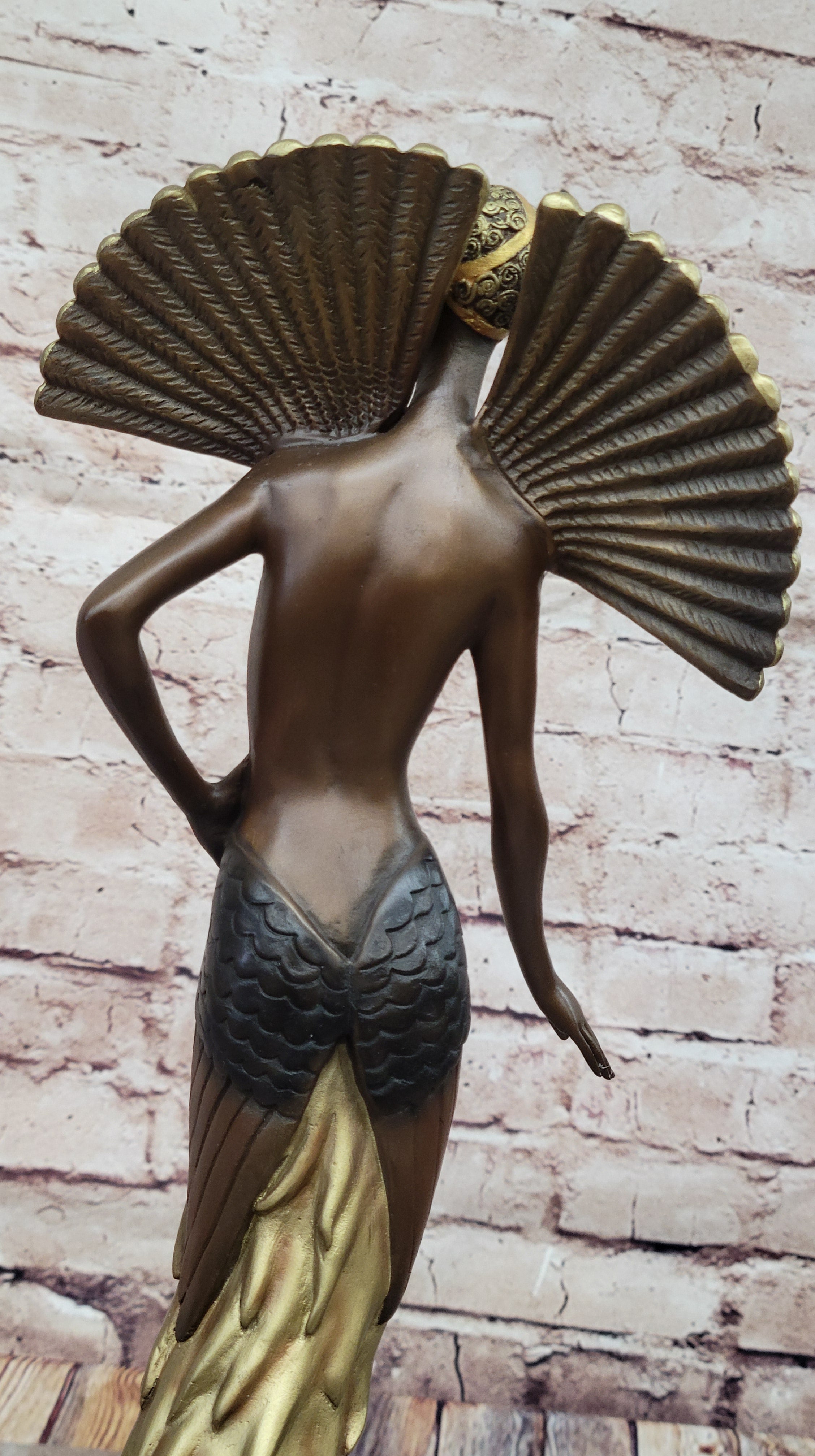 J. Erte Bronze Goddess Sculpture – Art Nouveau with Gold Accents