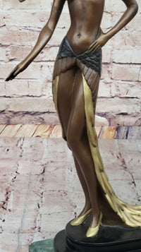 J. Erte Bronze Goddess Sculpture – Art Nouveau with Gold Accents