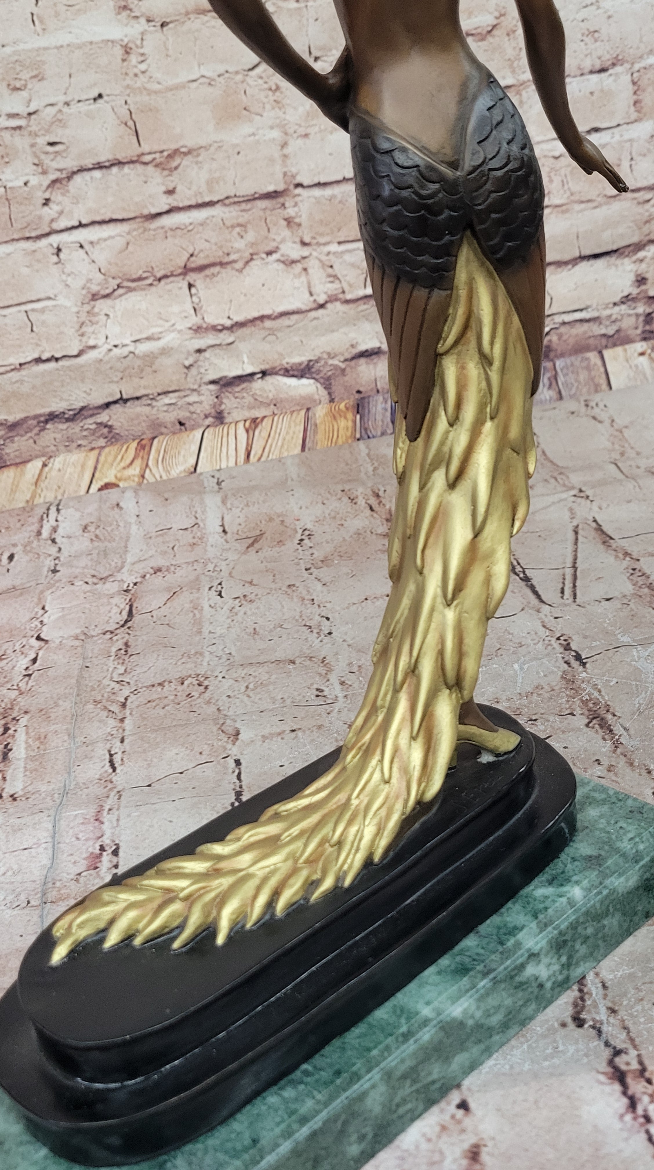 J. Erte Bronze Goddess Sculpture – Art Nouveau with Gold Accents
