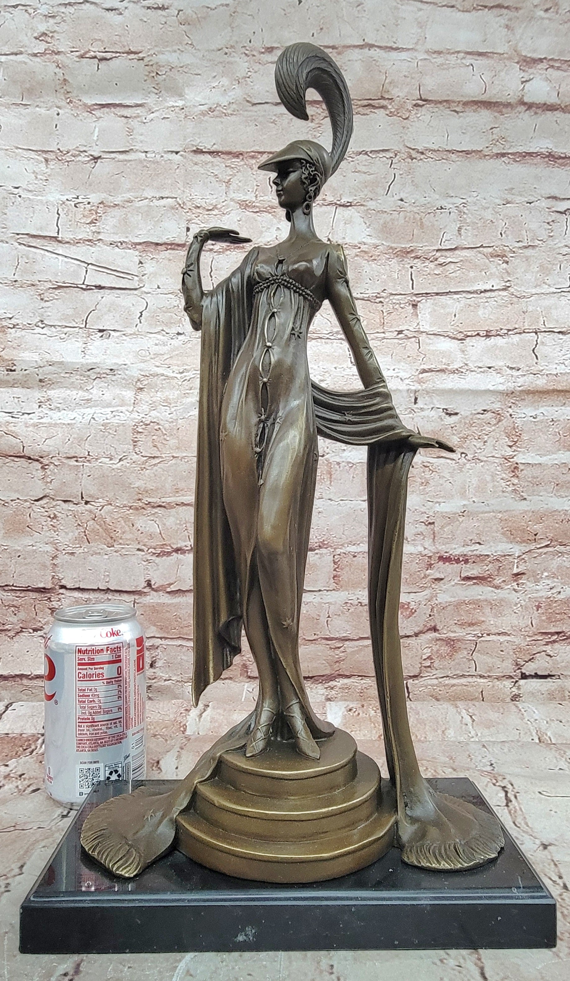 Hand Made Directoire'' by Erte Art Deco Genuine Bronze Sculpture Statue Figurine