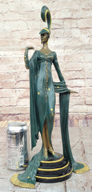 J. Erte Art Deco Bronze Lady in Flowing Gown on Marble Base