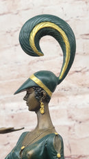 J. Erte Art Deco Bronze Lady in Flowing Gown on Marble Base