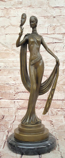 Art Deco Bronze Sculpture Dancer with Mask Signed J.Erte Figurine Statue