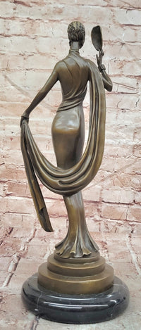 Art Deco Bronze Sculpture Dancer with Mask Signed J.Erte Figurine Statue