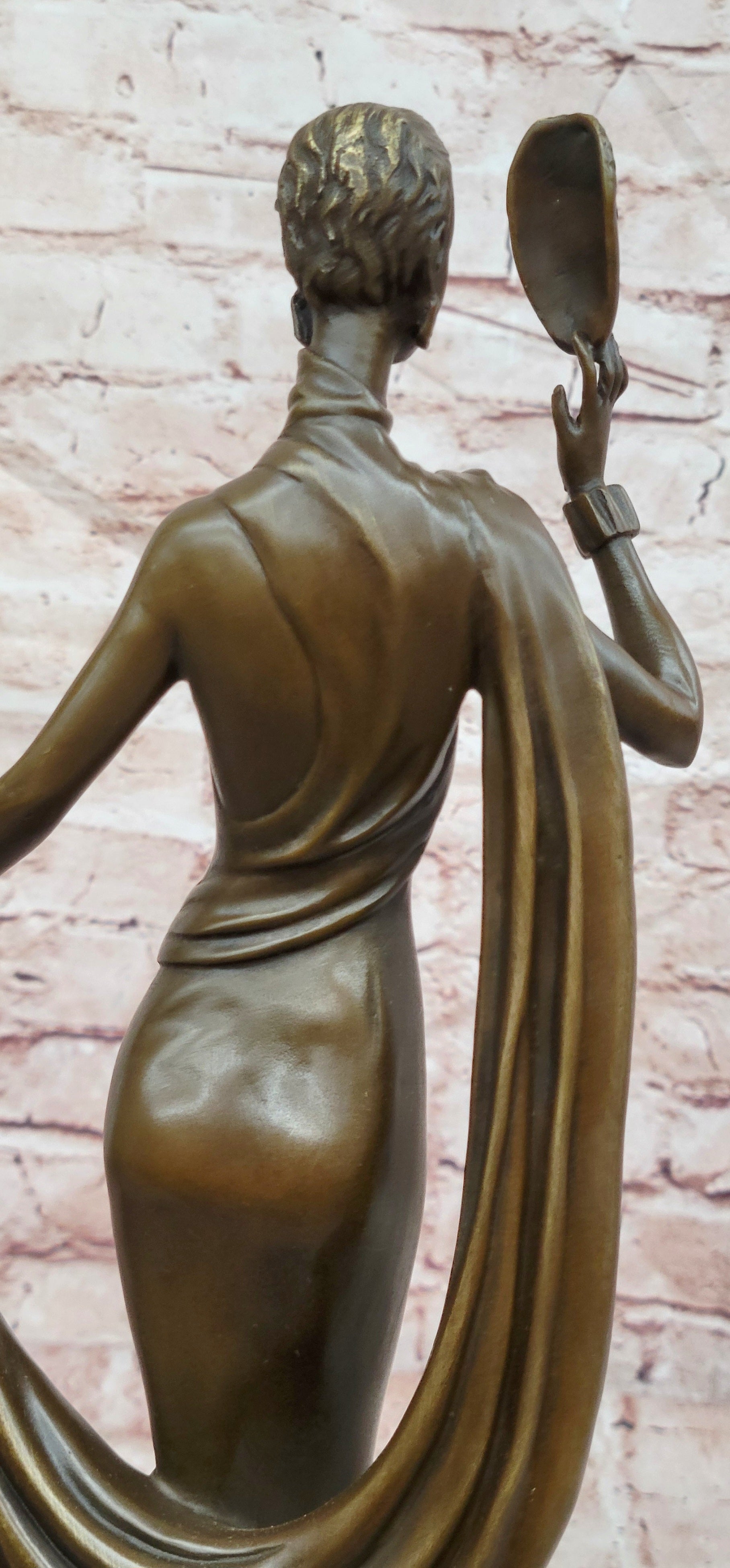 Art Deco Bronze Sculpture Dancer with Mask Signed J.Erte Figurine Statue