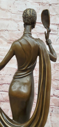 Art Deco Bronze Sculpture Dancer with Mask Signed J.Erte Figurine Statue