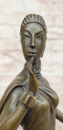 Art Deco Bronze Sculpture Dancer with Mask Signed J.Erte Figurine Statue