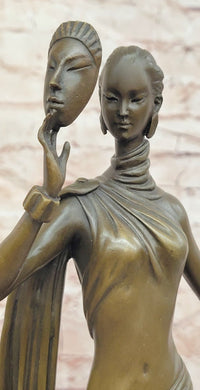 Art Deco Bronze Sculpture Dancer with Mask Signed J.Erte Figurine Statue