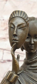 Art Deco Bronze Sculpture Dancer with Mask Signed J.Erte Figurine Statue