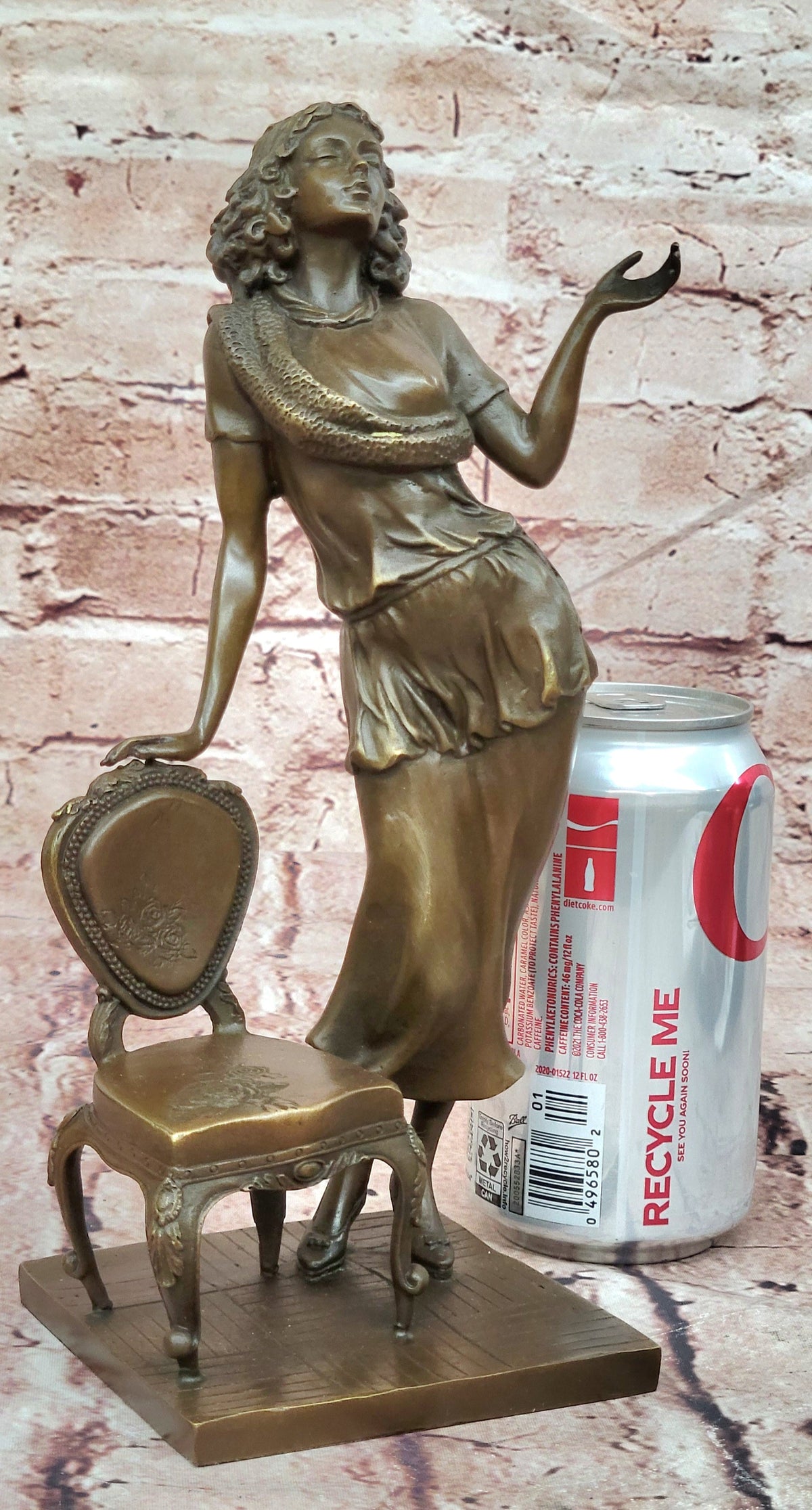 Hand Made High Society Girl Leaning on a Chair by G. Michel Bronze Sculpture