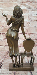 Hand Made High Society Girl Leaning on a Chair by G. Michel Bronze Sculpture