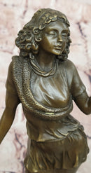 Hand Made High Society Girl Leaning on a Chair by G. Michel Bronze Sculpture
