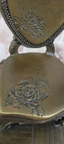 Hand Made High Society Girl Leaning on a Chair by G. Michel Bronze Sculpture
