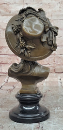 Hand Made Portrait Bust Art Nouveau Lady Woman Female by Juno Bronze Sculpture